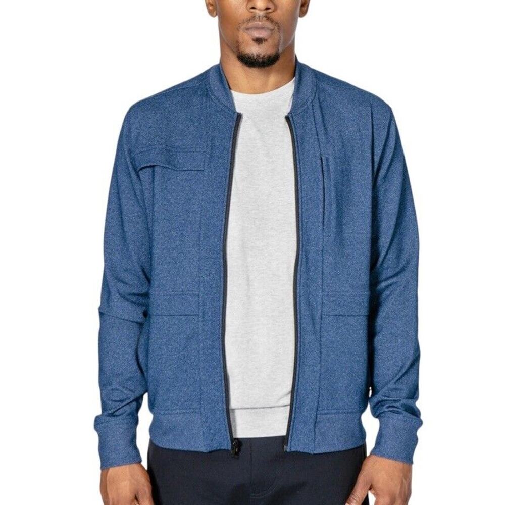 Public Rec Jacket Mens L Heather Blue Full Zip Performance Stretch Crosstown